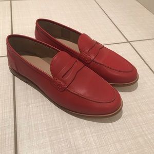 J. Crew Ryan red penny loafers, size 9